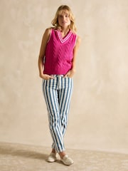 Joules Deuce Pink Cable Knitted Cotton Vest - Image 5 of 9