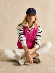 Joules Deuce Pink Cable Knitted Cotton Vest - Image 8 of 9