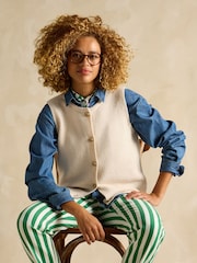 Joules Holly Cream Button Through Knitted Vest - Image 3 of 7