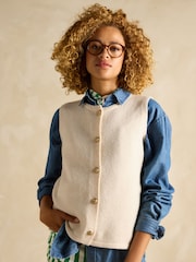 Joules Holly Cream Button Through Knitted Vest - Image 6 of 7