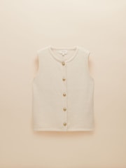 Joules Holly Cream Button Through Knitted Vest - Image 7 of 7