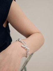 Silver Tone Chunky T-Bar Bracelet - Image 2 of 7
