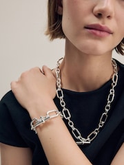 Silver Tone Chunky T-Bar Bracelet - Image 3 of 7