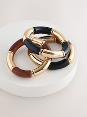 Gold Tone Wooden Stretch Bracelet - Image 5 of 7