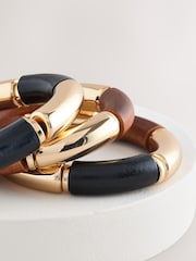 Gold Tone Wooden Stretch Bracelet - Image 7 of 7