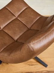 Jasper Conran London Tan Brown Faux Leather Milford Swivel Accent Chair - Image 2 of 8