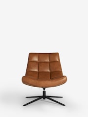 Jasper Conran London Tan Brown Faux Leather Milford Swivel Accent Chair - Image 6 of 8