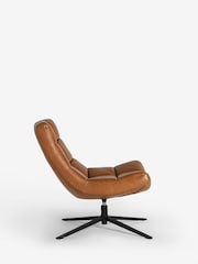 Jasper Conran London Tan Brown Faux Leather Milford Swivel Accent Chair - Image 7 of 8