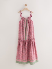 Purple/Pink Ditsy Floral Strappy Drop Waist Tiered Maxi Dress - Image 7 of 9