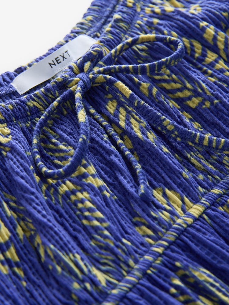 Kobaltblau Krabbendruck - Kurzärmeliges Minikleid aus Jersey mit Bindeband vorn - Image 5 of 6