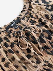 Leopardenmuster - Kurzärmeliges Minikleid aus Jersey mit Bindeband vorn - Image 6 of 7