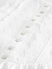 White Embroidery Corset Waist Mini 100% Cotton Dress - Image 4 of 5