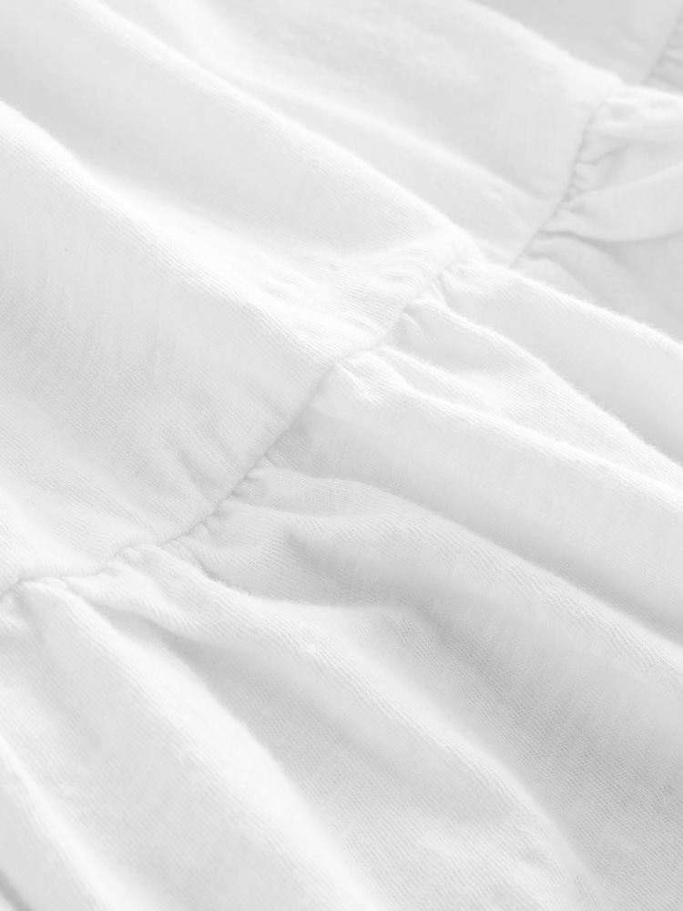 White Embroidery Corset Waist Mini 100% Cotton Dress - Image 5 of 5 White Embroidery Corset Waist Mini 100% Cotton Dress - Image 5 of 5