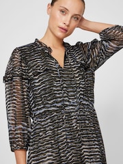 VILA Blue 3/4 Sleeve Gold Flex Chiffon Midaxi Dress - Image 3 of 7