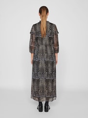 VILA Blue 3/4 Sleeve Gold Flex Chiffon Midaxi Dress - Image 5 of 7