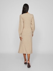 VILA Brown Long Sleeve Rib Knitted Maxi Dress - Image 4 of 6