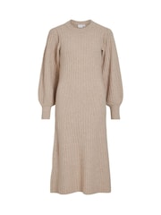 VILA Brown Long Sleeve Rib Knitted Maxi Dress - Image 6 of 6
