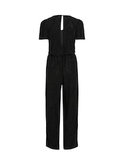 VILA Black Glitter Detail Short Sleeve Wide Leg Jumpsuit - Image 6 of 6