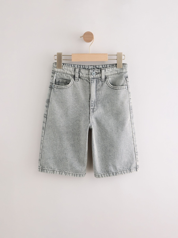 Grey Long Line Jort Denim Shorts (3-16yrs) - Image 1 of 4
