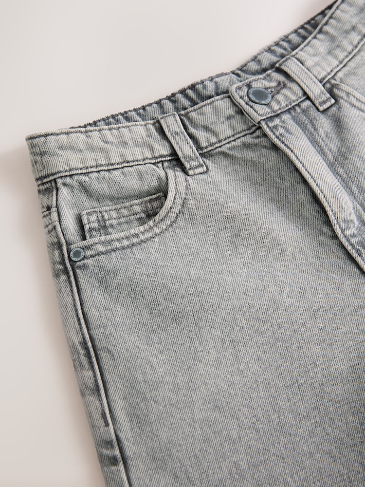 Grey Long Line Jort Denim Shorts (3-16yrs) - Image 3 of 4