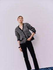 VILA Black Long Sleeve Textured Boucle Look Cardigan - Image 1 of 3