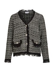 VILA Black Long Sleeve Textured Boucle Look Cardigan - Image 2 of 3