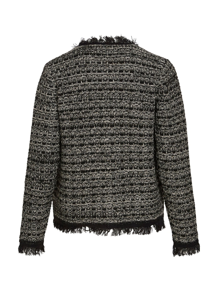 VILA Black Long Sleeve Textured Boucle Look Cardigan - Image 3 of 3