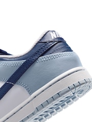 Nike White/Navy Blue Junior Dunk Low Trainers - Image 10 of 10