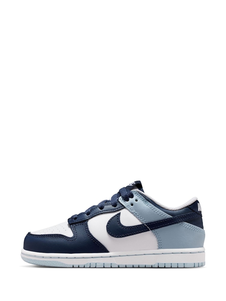 Nike White/Navy Blue Junior Dunk Low Shoes - Image 2 of 10 Nike White/Navy Blue Junior Dunk Low Shoes - Image 2 of 10