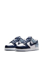Nike White/Navy Blue Junior Dunk Low Trainers - Image 5 of 10