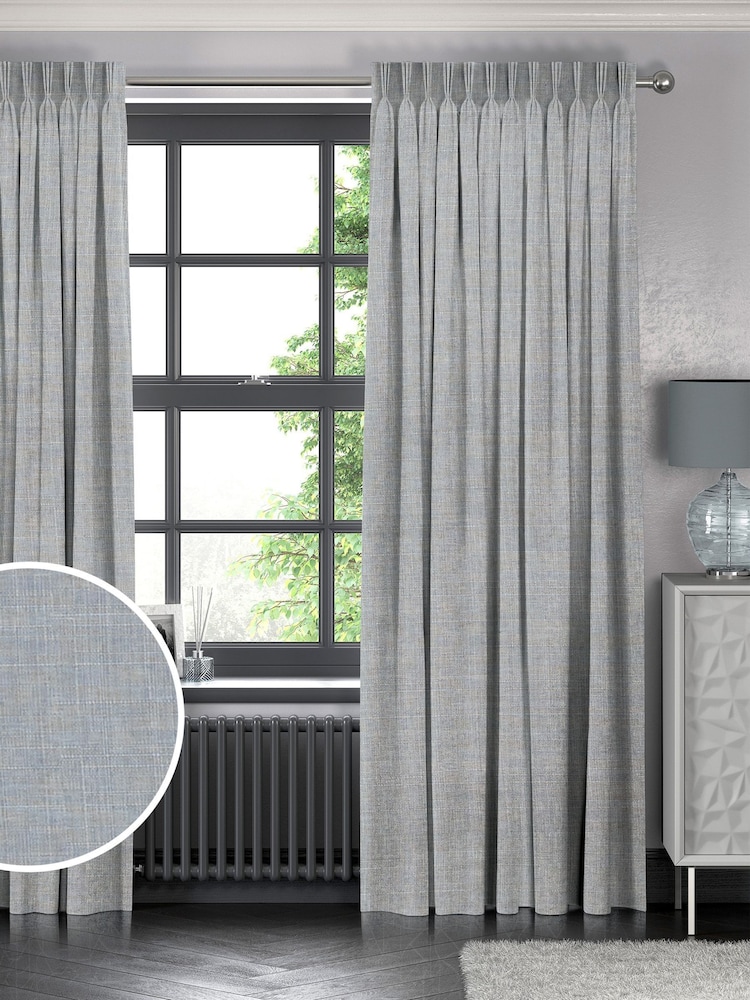 Blue Textured Made to Measure Curtains - Image 1 of 9