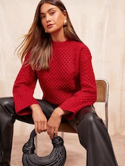 Friends Like These Red Statement Boxy Stitch Jumper - Image 1 of 4