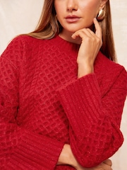 Friends Like These Red Statement Boxy Stitch Jumper - Image 4 of 4