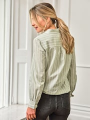 Pure Collection 100% Cotton Frill Stand Collar Shirt - Image 2 of 3