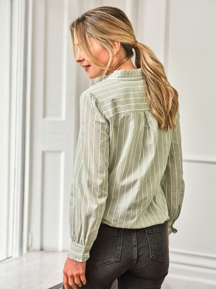 Pure Collection 100% Cotton Frill Stand Collar Shirt - Image 2 of 3
