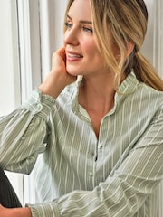 Pure Collection 100% Cotton Frill Stand Collar Shirt - Image 3 of 3