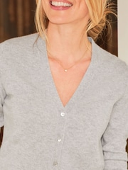 Pure Collection Cashmere V-Neck Cardigan with Colour Matched Buttons - Image 2 of 2