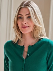 Pure Collection Cashmere Crew Neck Cardigan with Colour Matched Buttons - Image 4 of 4