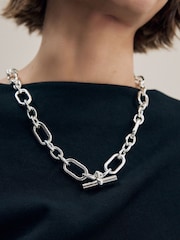 Silver Tone Chunky T-Bar Necklace - Image 1 of 8