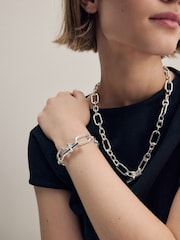 Silver Tone Chunky T-Bar Necklace - Image 3 of 8