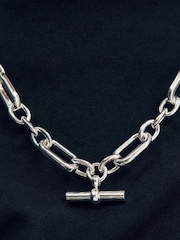 Silver Tone Chunky T-Bar Necklace - Image 4 of 8