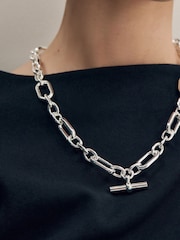 Silver Tone Chunky T-Bar Necklace - Image 5 of 8