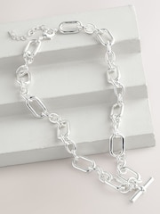 Silver Tone Chunky T-Bar Necklace - Image 6 of 8