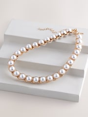 White Pearl Effect Statement Necklace - Image 3 of 5