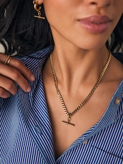 Gold Tone Stainless Steel T-Bar Necklace - Image 3 of 7