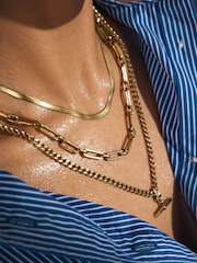 Gold Tone Stainless Steel T-Bar Necklace - Image 4 of 7
