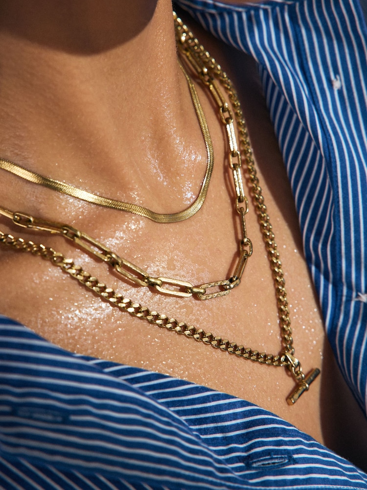 Tonalité d'or - Collier en acier inoxydable avec barre en T - Image 4 of 7