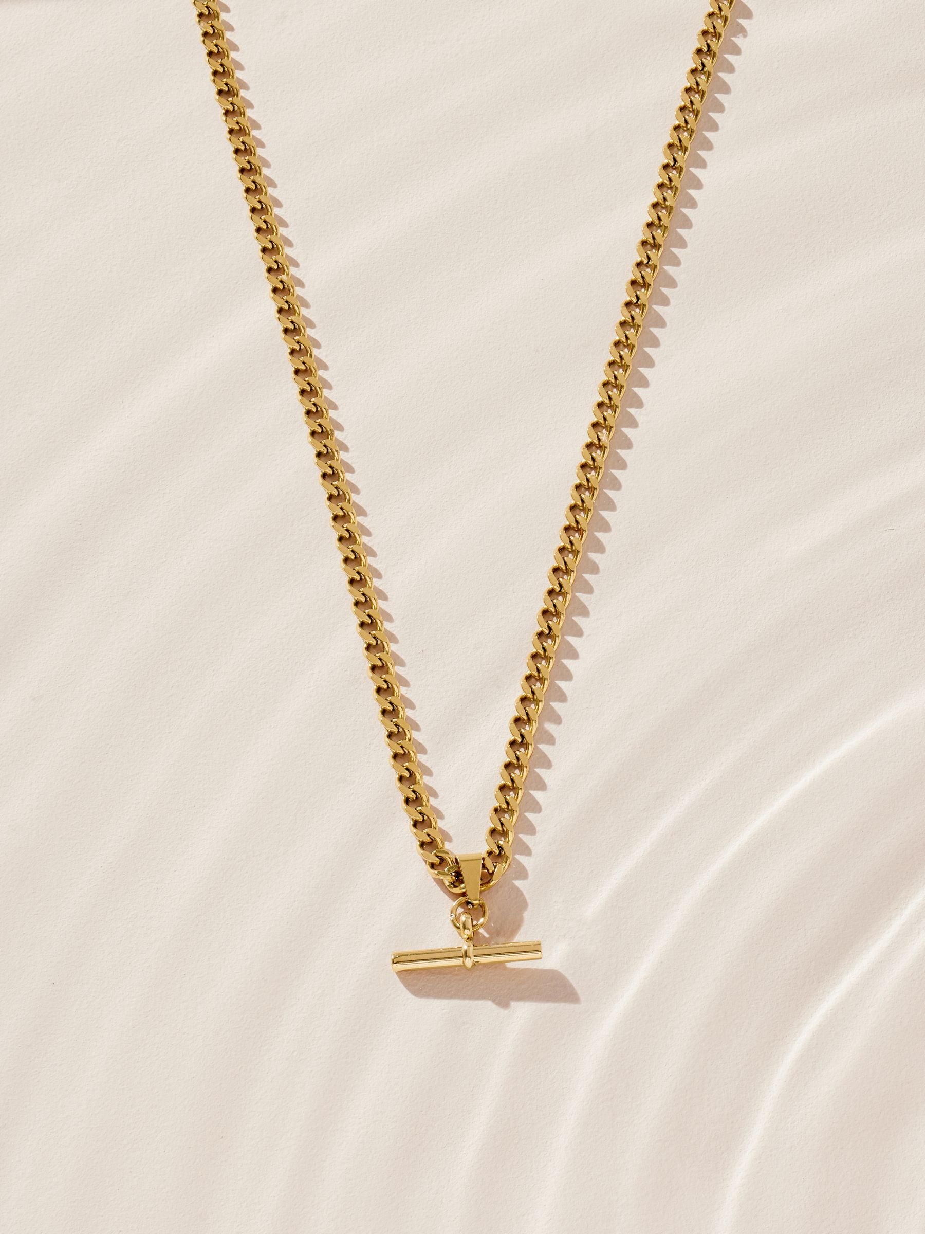 Buy Gold Tone Waterproof Stainless Steel T-Bar Necklace from Next