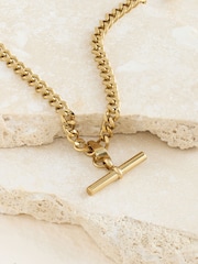 Gold Tone Stainless Steel T-Bar Necklace - Image 6 of 7