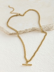 Gold Tone Stainless Steel T-Bar Necklace - Image 7 of 7